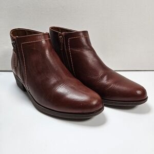 Cobb Hill by Rockport Women's Oliana Panel Boot Ankle Zip Brown 7 M Bootie